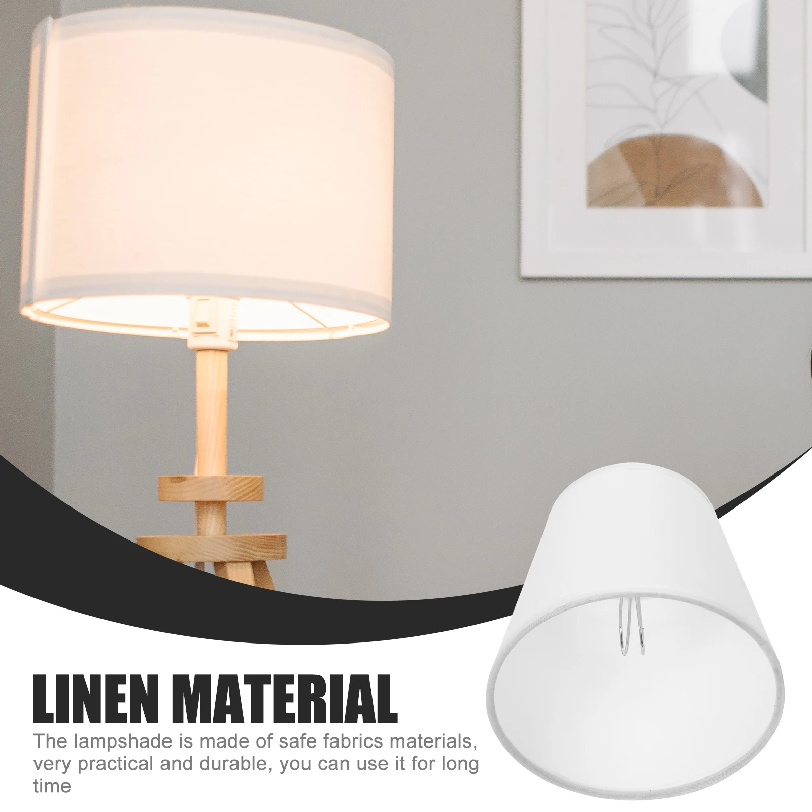

Fabric Lampshade 90x140x130H Beige Universal Table Lamp Light Bedside Easy Install Compact Sturdy Daily