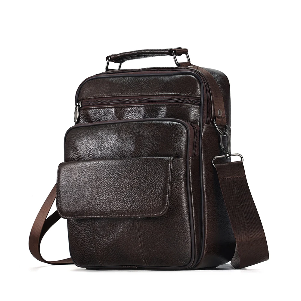 Bolsa masculina de couro genuíno, bolsa tiracolo da moda, bolsa masculina retrô, casual e elegante, nova