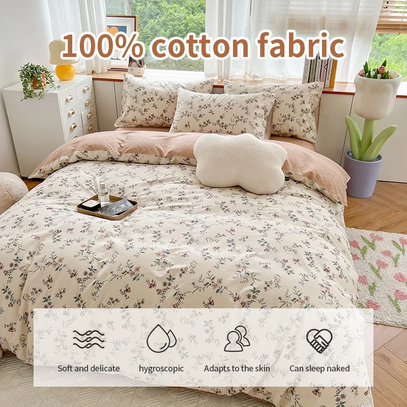 

Floral Vintage Bedding Set, 100% Cotton, Twill Pastoral Floral, Duvet Cover with Flowers,No Bed Sheet, 133x72 Fabric, 200x200