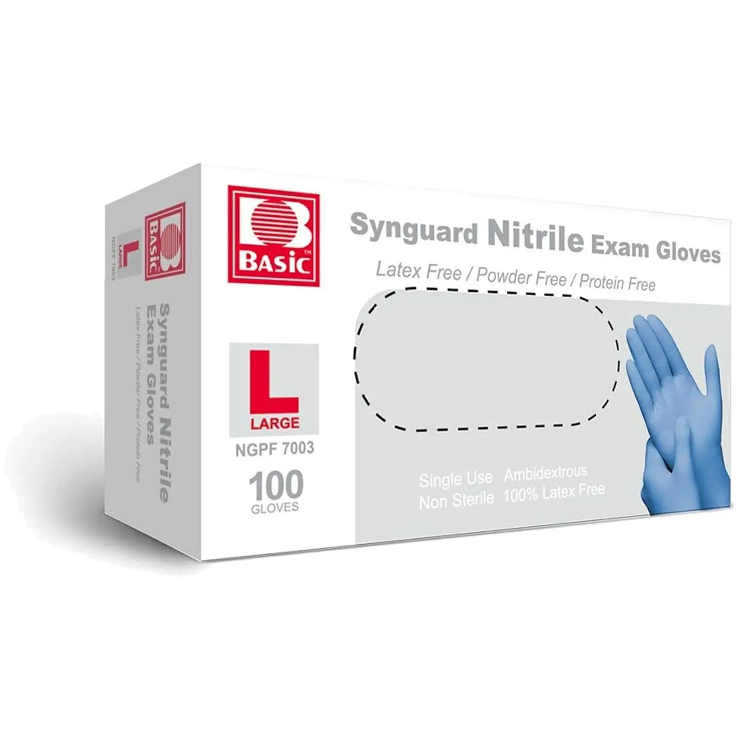 

Latex-Free Blue Nitrile Exam Gloves, Powder-Free, 3.5 Mil Thick, Box of 100 Large Size
