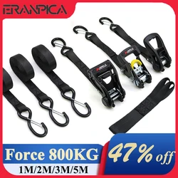 Correia tensora para carro, Fixação da carga de bagagem, 2 conjuntos, Corda da fita do reboque, Transporte Bike Tie Down Belt, 1m, 2m, 3m, 5m