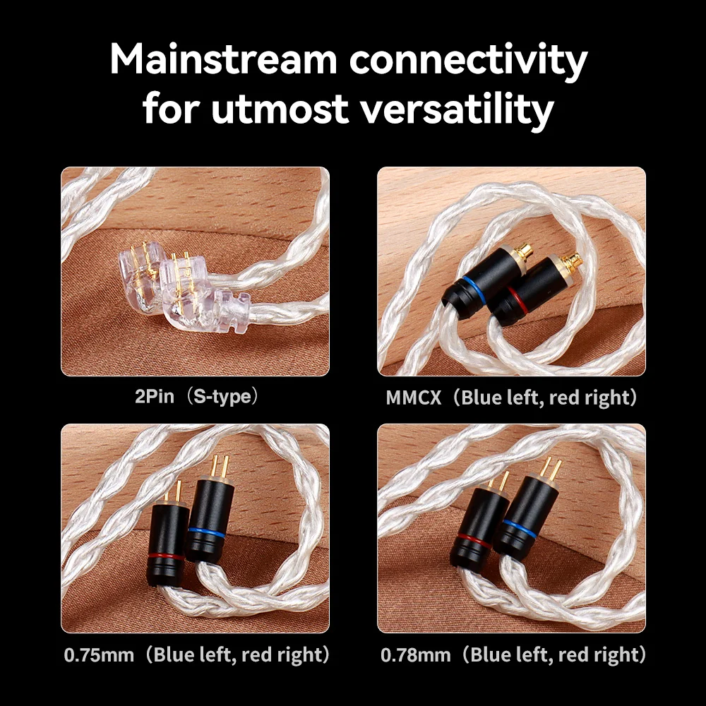 TRN TN 8 Core High-Purity Oxygen Copper+Silve Replaceable Aduio Plug Design HIFI Upgrade Cable Connector For TRN VX Pro ZS10 V90