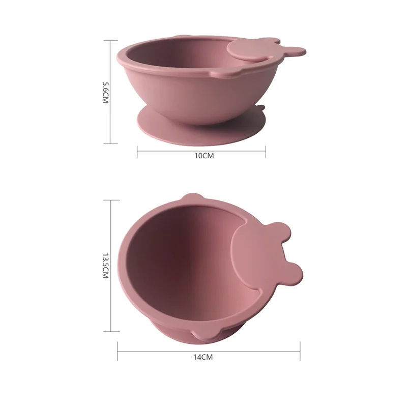 أحدث 1 مجموعة أطباق شفط السيليكون المرحلة الأولى تغذية لوحة سيليكون الأطفال لوحة سيليكون مع ملعقة C