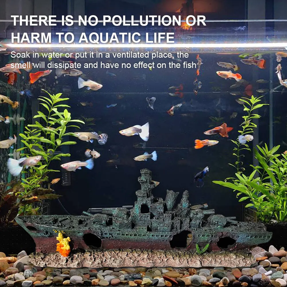 

Декоративный элемент для аквариума: Потерянный пиратский корабль из смолы, многофункциональный, креативный, в виде обломков военного корабля, для оформления аквариумных пещер и декораций.