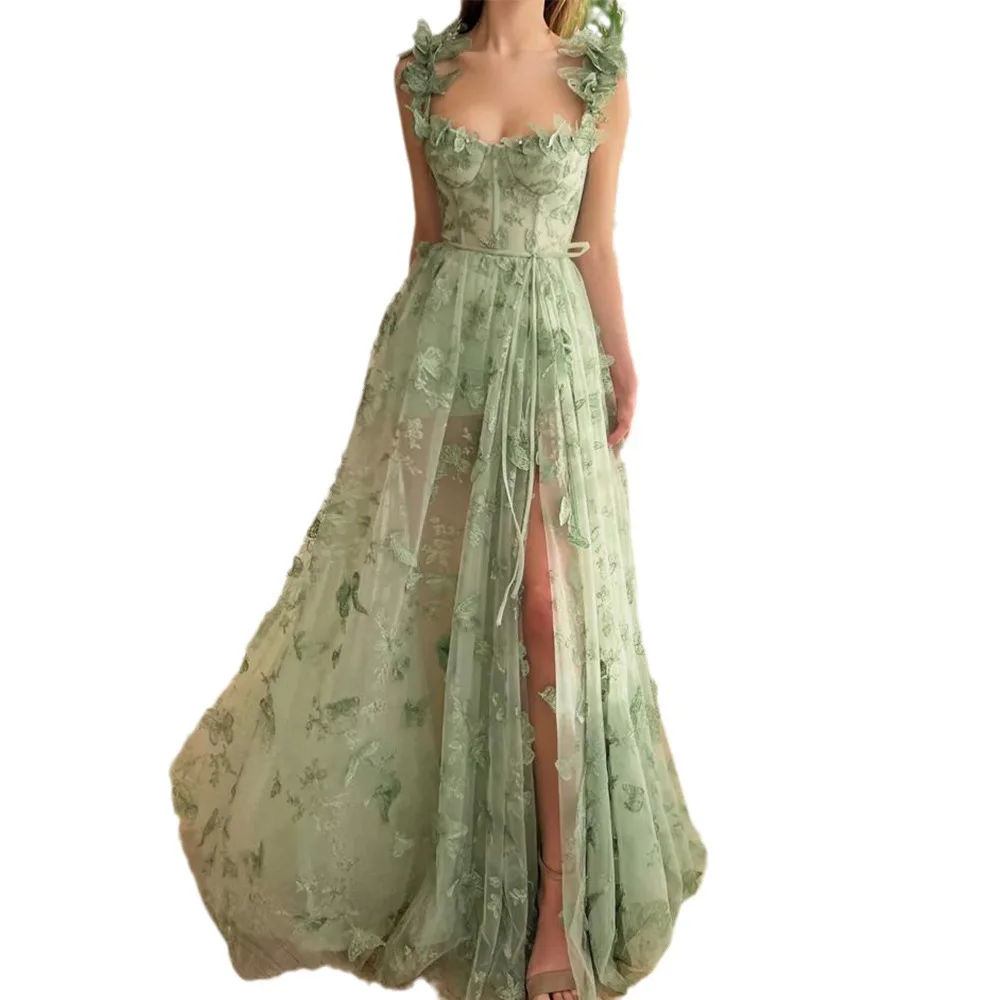 Elegante fenda Tulle vestidos de casamento, Impressionantes Apliques querida, Vestidos de casamento A-Line, Vestidos formais, Primavera