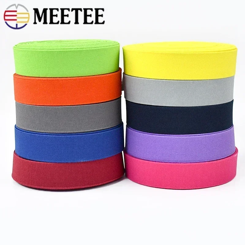 Meetee 5Meters 20-50mm Colorful Elastic Bands Rubber Band for Underwear Bra Clothes Waistband Elasticity DIY Sewing Accessory