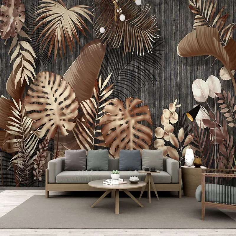 Custom Photo Wallpaper 3D Tropical Plant Leaves Murals Living Room Luxury Background Wall Decor Papel De Parede For Bedroom