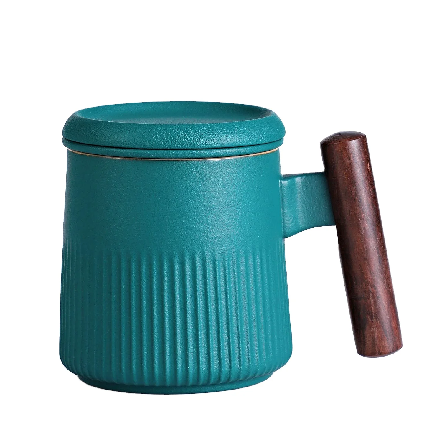 

Ceramic cup with wooden handle