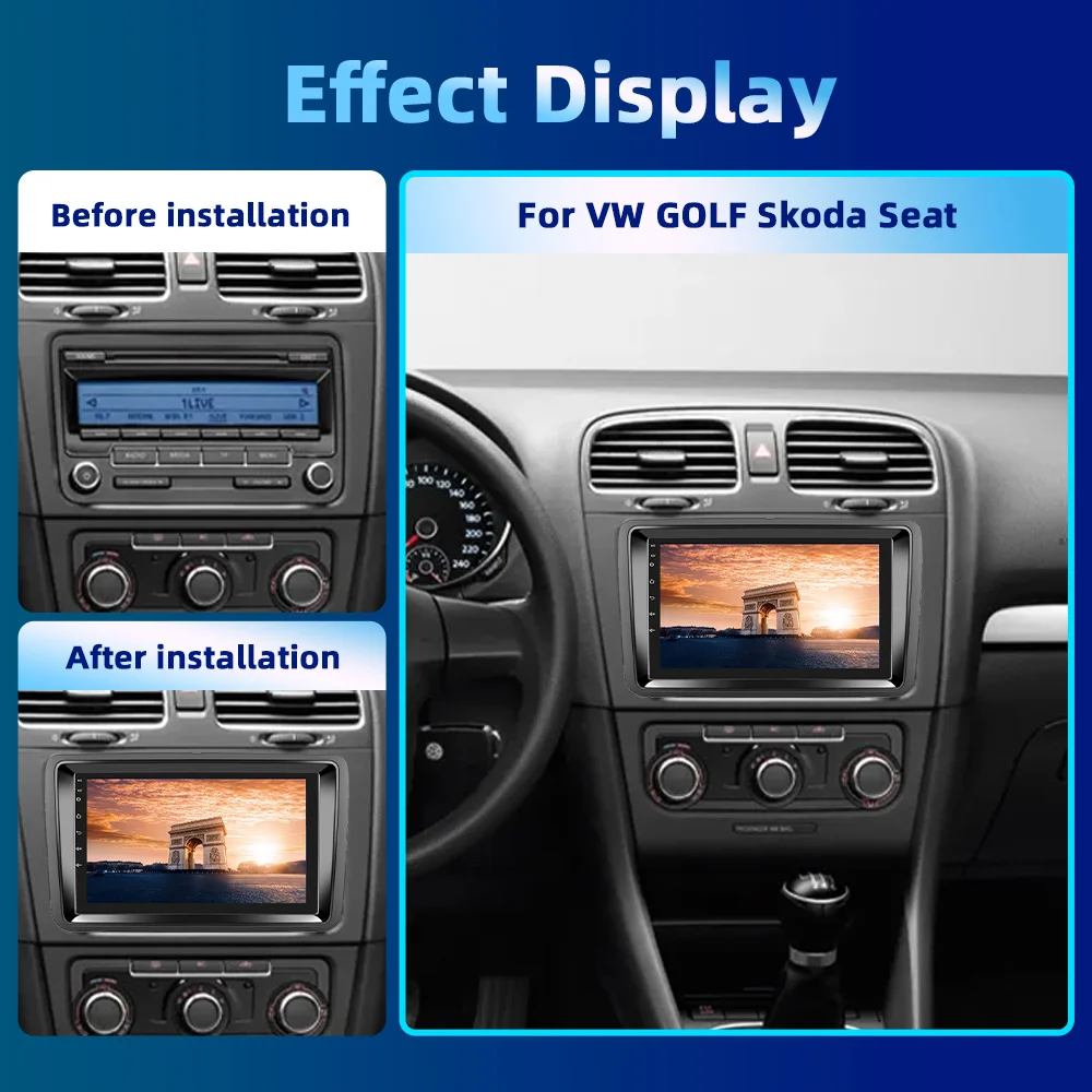 Podofo 2 Din Android Car Radio Carplay For Volkswagen Passat Skoda Octavia Golf 5 Polo Multimidia Video Player Navigation GPS