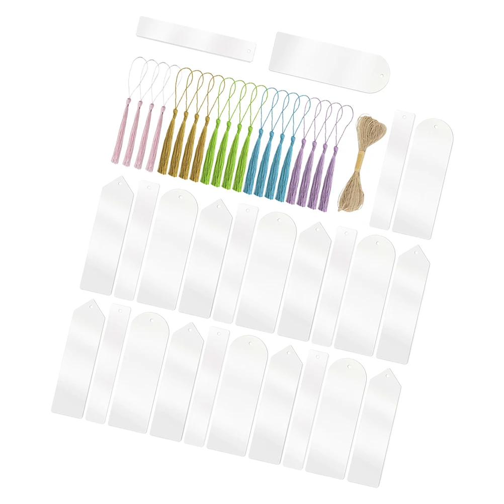 

1 Set Of Acrylic Bookmarks Tassels Page Marker Blank For Crafts Clear Rectangular Reading Bookmark Student Gift Book Label Diy