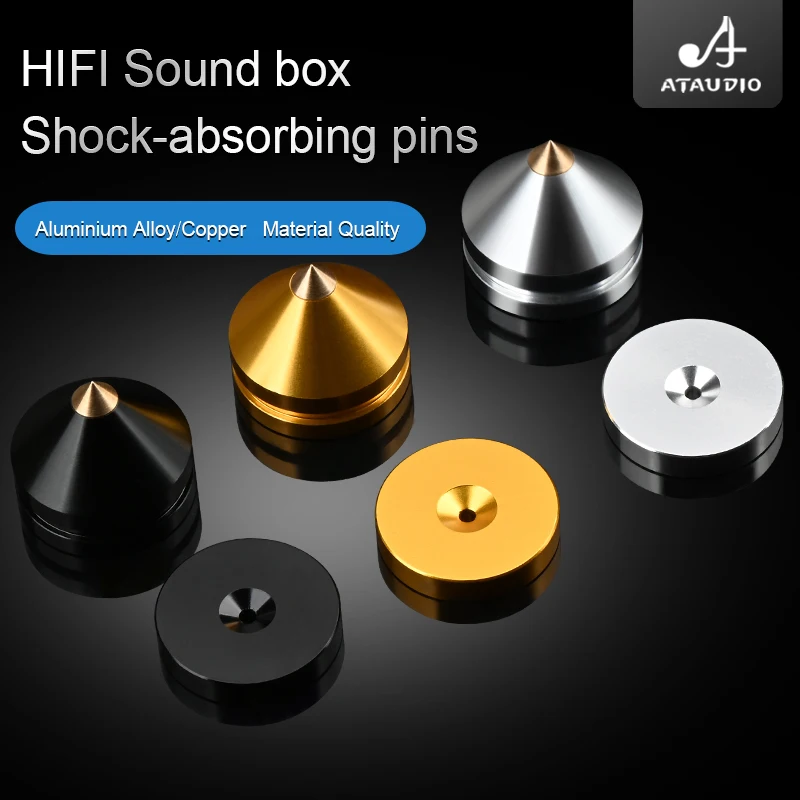 ATAUDIO 4PCS HiFi Audio Speaker Stand Spikes Hi-end Amplifier Feet Pad Shock-Absorbing Pins for Sound CD Speaker