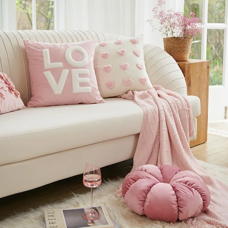 Romantic Wedding Throw Pillow Modern Pink Ins Style Living Room Wedding Room Sofa Bedhead Cushion Cover