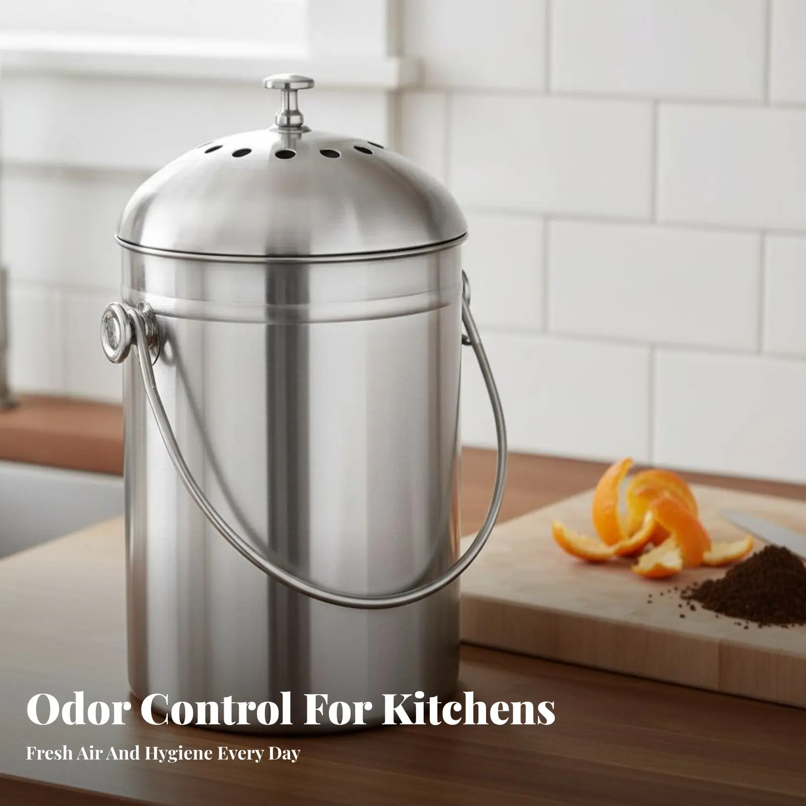 

Stainless Steel Compost Bin Activated Activated Carbon Replacement Countertop Compost Bin Indoor Food Scrap Collector Rust