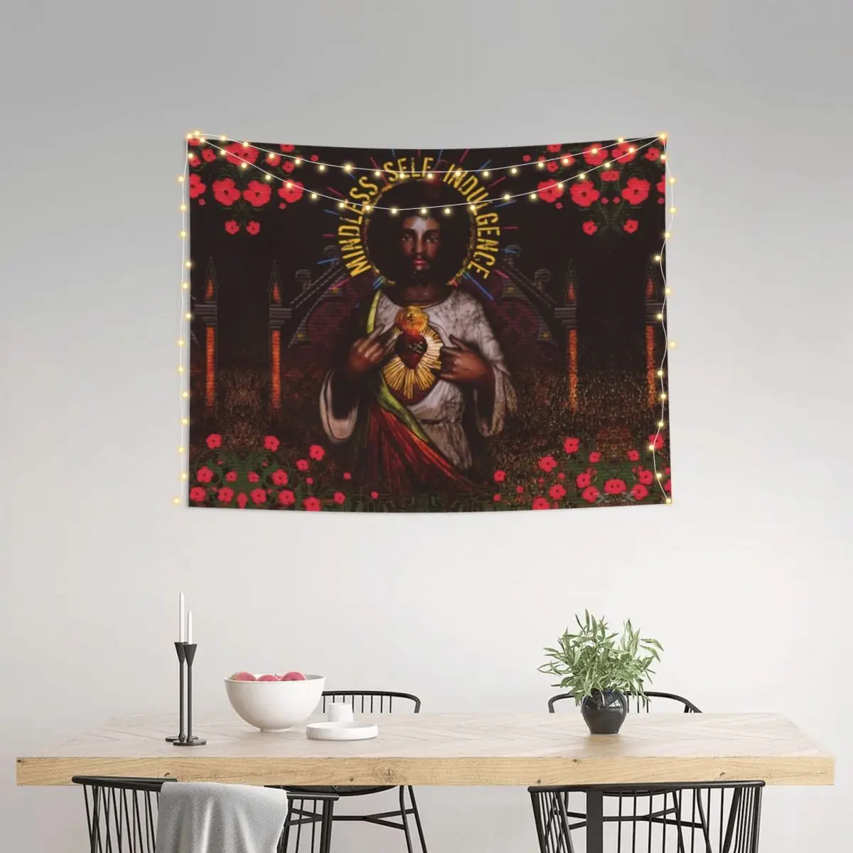 Custom Msi Mindless Punk Rock Self Indulgence Jesus Tapestry Home Decor Hippie Wall Hanging Electro Tapestries for Living Room