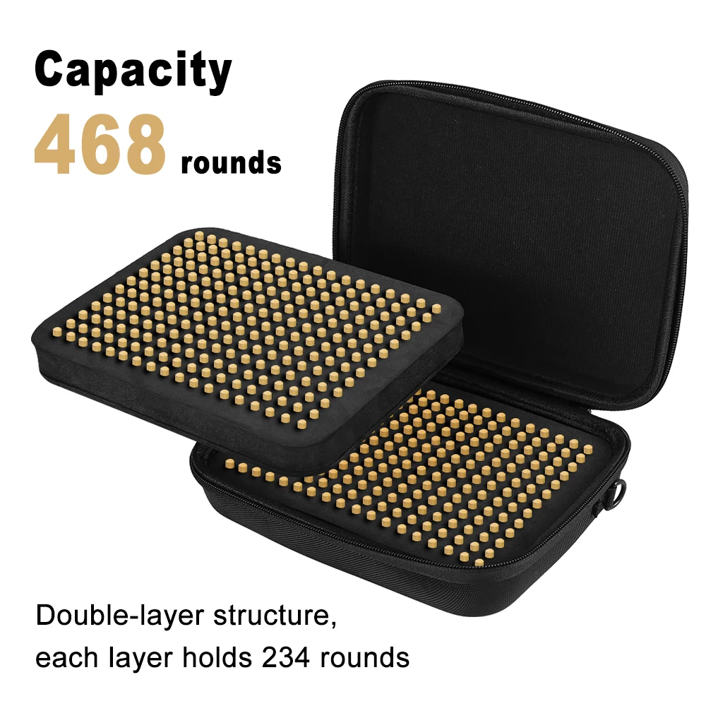 .22LR 9mm Ammo Pouches Double Layer Ammo Case Bullet Storage Case Ammo Box Ammunition Box Tactical Bag Cartridge Handbag Hunting