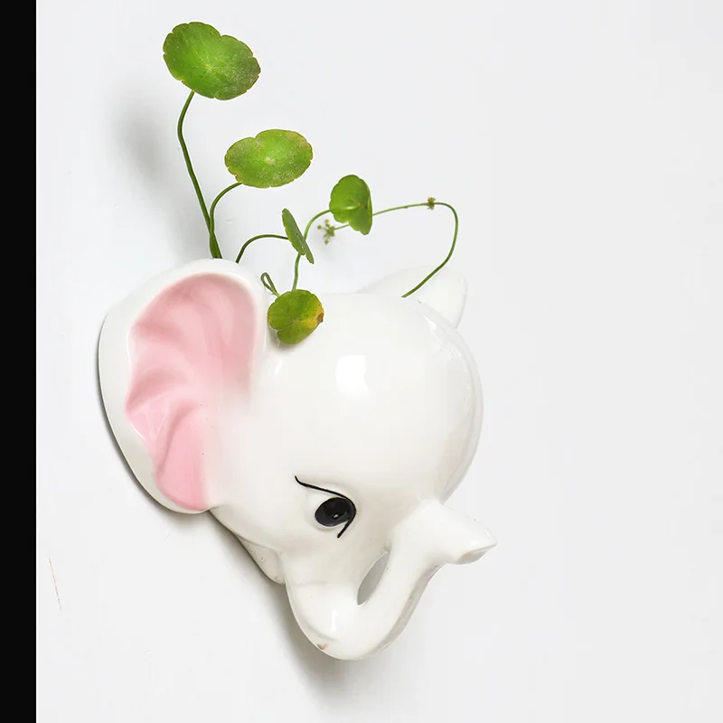 Wall-mounted Vase Background Wall Cartoon Elephant Simulation Animal Suspension Children's Room Modern Home Decoration