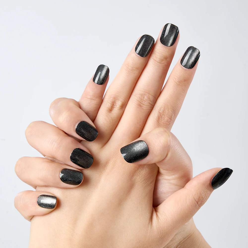 

10PCS/Set Short Handmade Black Press On Nails Cat Eyes Pure Ballerina Decoration Wearable False Nails Full Cover Nail Tips Art