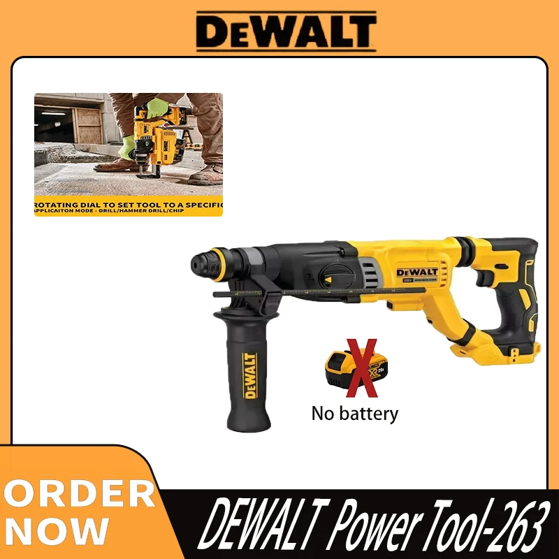 Dch263 28mm 1-1/8 polegadas sem escova sem fio martelo rotativo portátil 20v 3-em-1 martelo elétrico de lítio broca de impacto