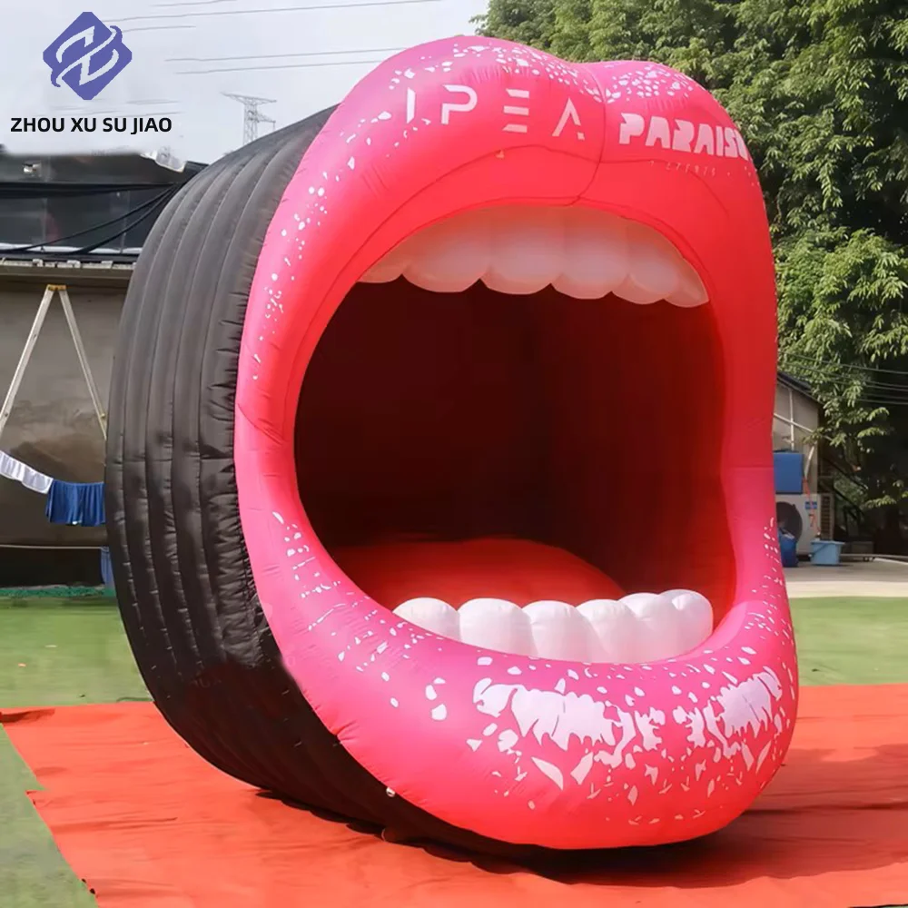 

Giant inflatable lip model - Red fashionable inflatable lip cover for holiday parties - Includes inflation device - For stage de