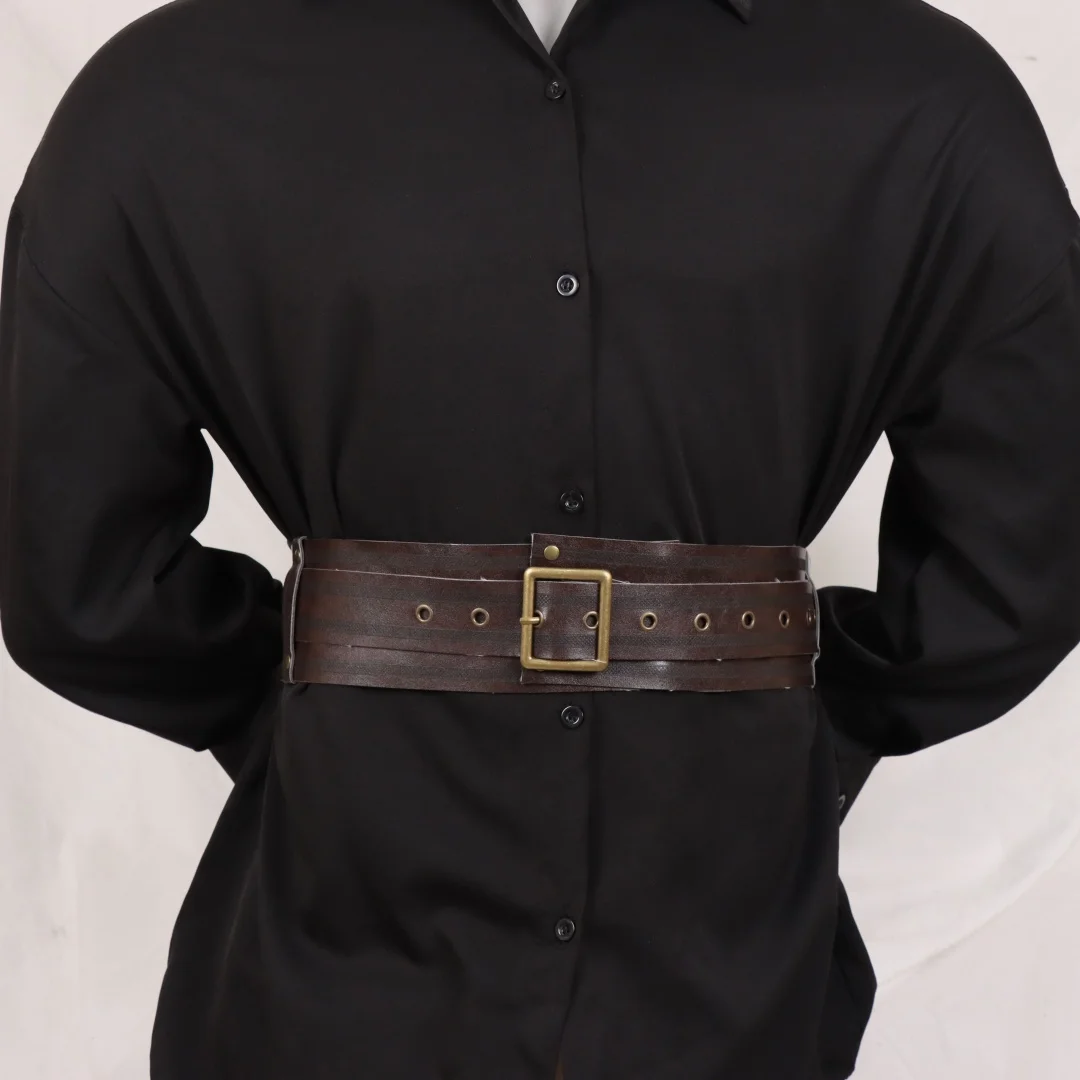 Damen Breiter Gürtel Gotischer PU-Leder Unterbrust-Korsett Crop Top Einfarbig Verstellbare Weste Taillengürtel Kleidungszubehör