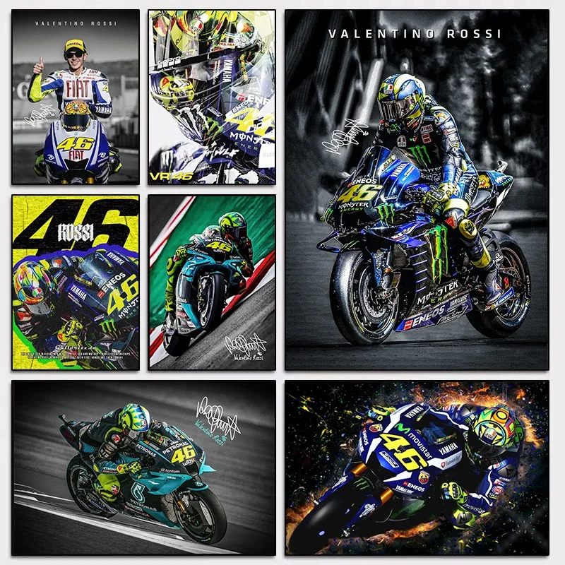 Póster de Valentino Rossi, Retrato de Motociclista, Motociclismo, Carreras, Deporte, Lienzo Decorativo para Pared, Cuadro, Decoración del Hogar, Regalo