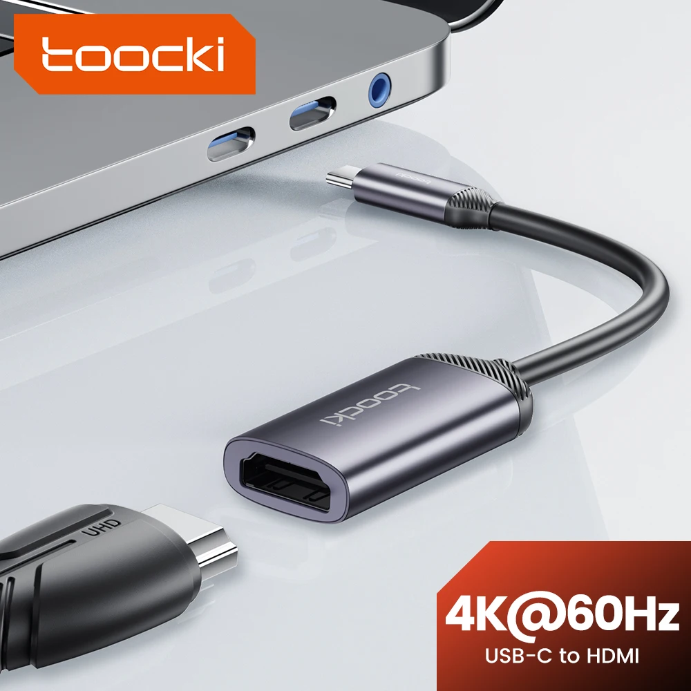 Toocki USB C To HDMI Cable 4K 60Hz Type C HDMI-Compatible Cable For iPhone 15 Samsung S23 MacBook Pro Air iPad HDMI Adapter