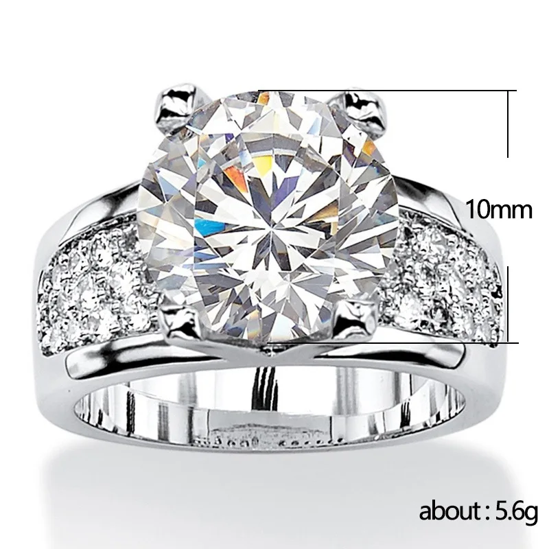 Huitan Silver Color White CZ Women Wedding Rings Full Cubic Zircon Bling Engagement Party Ring Anniversary Gift Eternity Jewelry