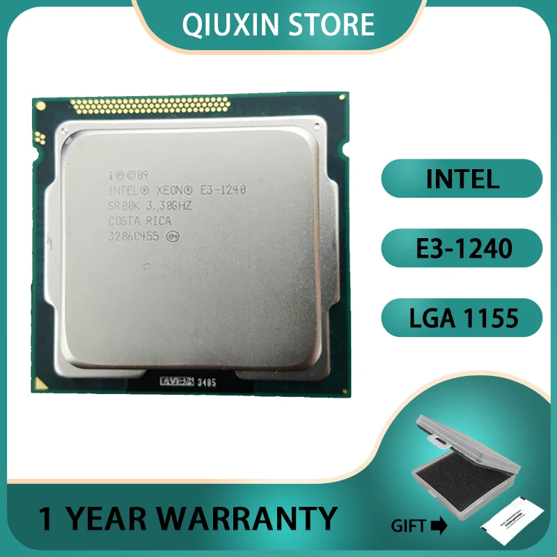 ГГц SR00K Quad-Core 8M Cache LGA 1155  Б/у процессор Intel Xeon E3-1240 3,3