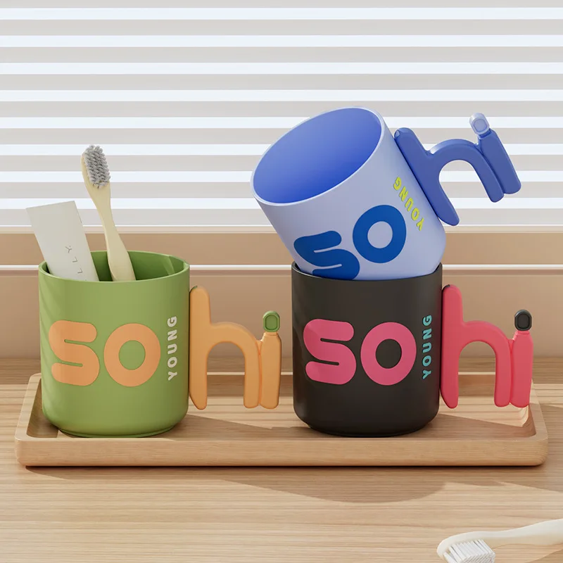 플라스틱 이중층 칫솔컵 귀엽고 창의적인 빙하 디자인 고품질 욕실컵 가정용 구강세정컵 아기용 세트