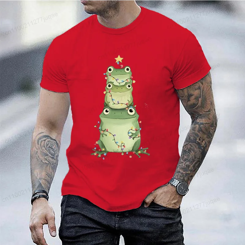 الضفدع شجرة عيد الميلاد تي شيرت النساء الرجال الضفدع عاشق تي شيرت للجنسين لطيف الضفدع عيد الميلاد الجرافيك تي شيرت المتضخم امرأة الملابس #3