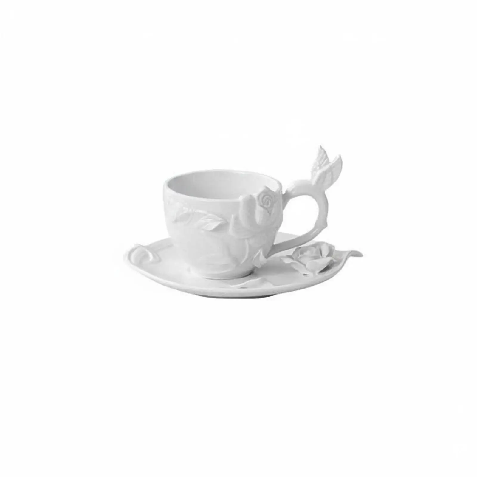 Ceramic Relief Camellia Tableware Floral Plates Decorative Dish Set Porcelain Dinnerware for Elegant Meals