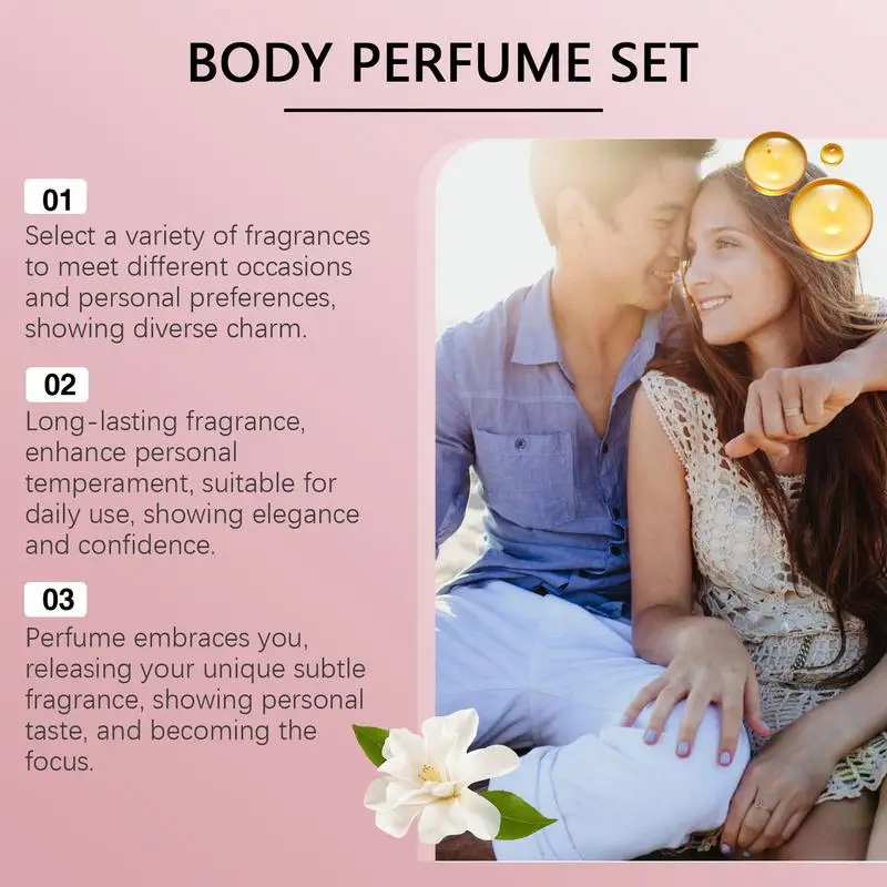 Body Perfume Set 7 PCS Travel Perfumes Oil Romantic Floral Scent Fragrance Long-Lasting for Men Lightweight Perfume