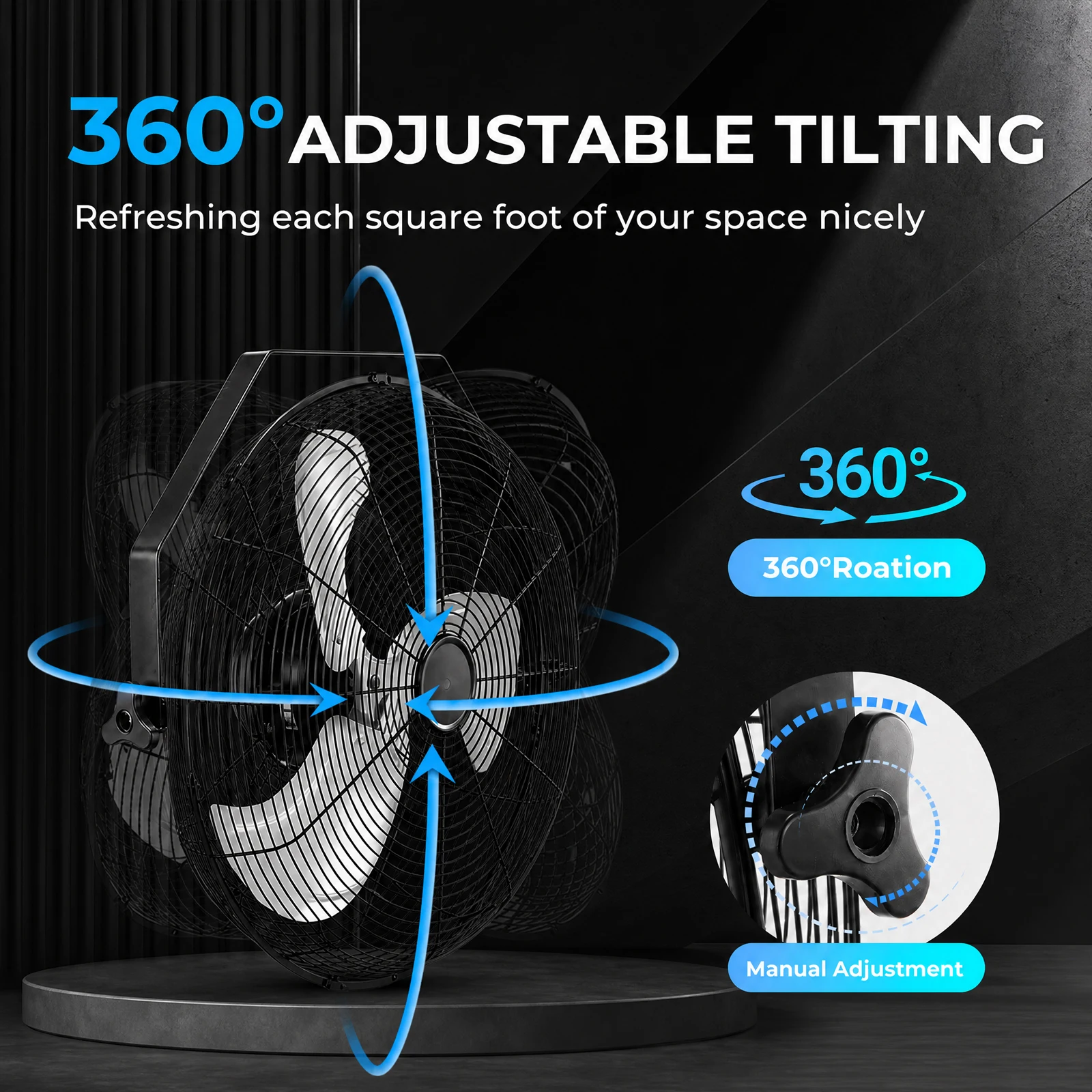 20 Inch Wall‑Mounted Outdoor Fan, IP44 Waterproof Circulator 3‑Speed 4700CFM High‑Velocity Blower, ETL‑Listed Copper Motor, Heavy‑Duty Metal Housing for Patio, Workshop, Greenhouse