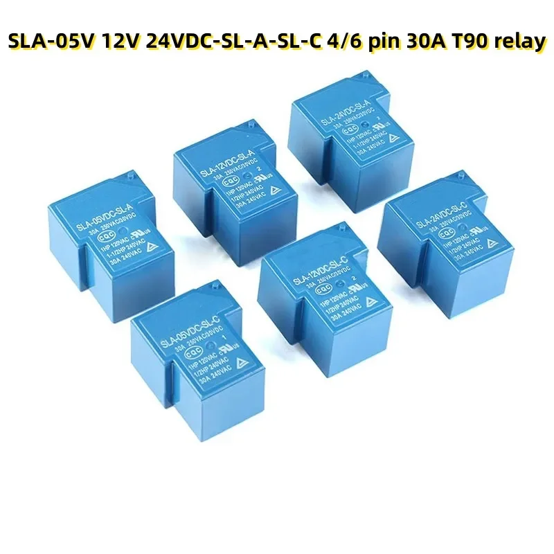 10PCS SLA-05V 12V 24VDC-SL-A-SL-C 4/6 pin 30A T90 relay