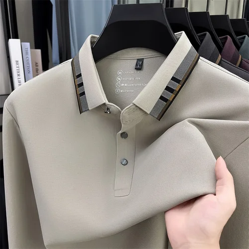 Imagen 1 del producto Camiseta informal de manga larga de marca de alta calidad para hombre, Polo de moda para otoño 2025, versión coreana urbana