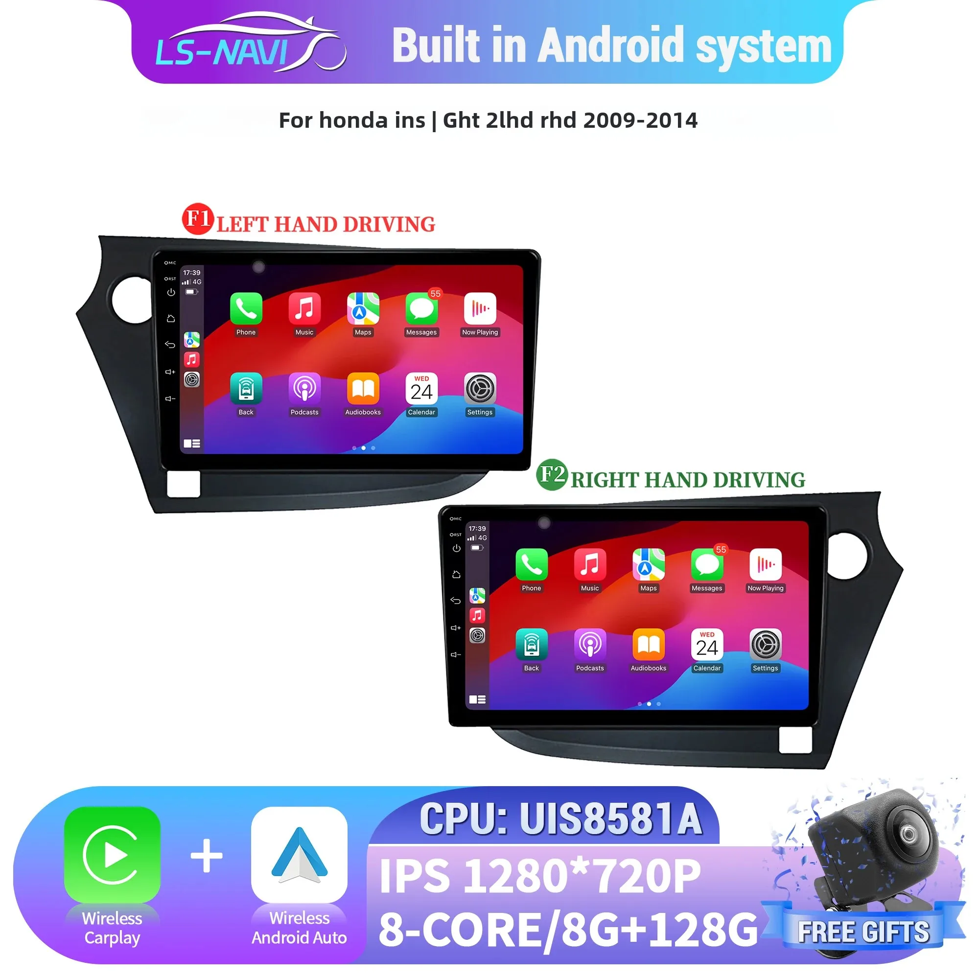 

Android 14 For Honda Insight 2 LHD RHD 2009-2014 Wireless Bluetooth Carplay GPS Multimedia Android Auto Car Radio Touch Screen