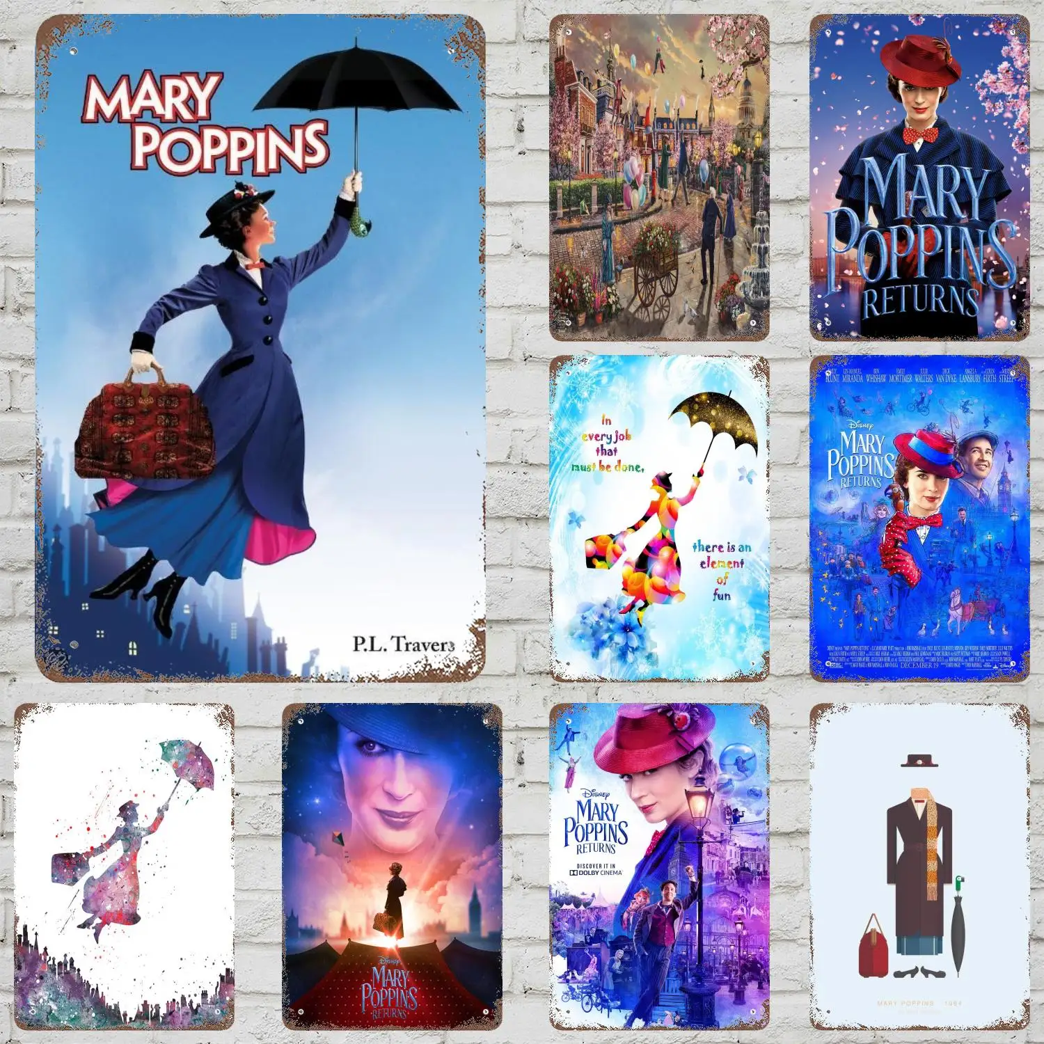

MINISO Mary Poppins Returns Metal Signs wall decor Vintage Tin Signs Captain Metal Poster Decor for Bar Pub Club Wall Decoration