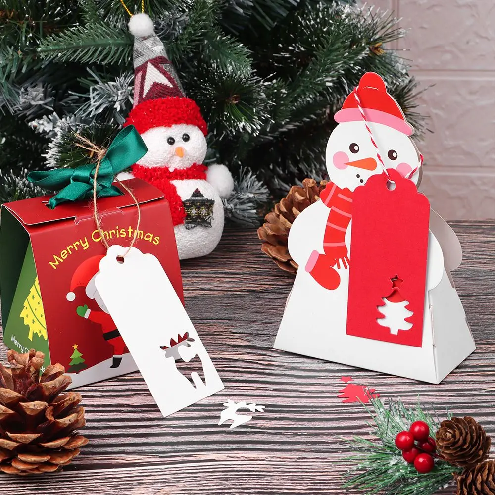 

50pcs Festival Supplies Hanging Xmas Tree Christmas Card Label Kraft Paper Tags Thanks Tag Snowflake
