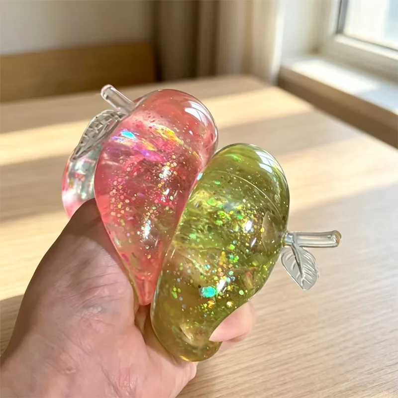 Cute Apple Squishy Squeeze Toy Soft Stress Anxiety Relief Fidget Sensory Toy Portable Desk Decor for Kids Adults Party Favors