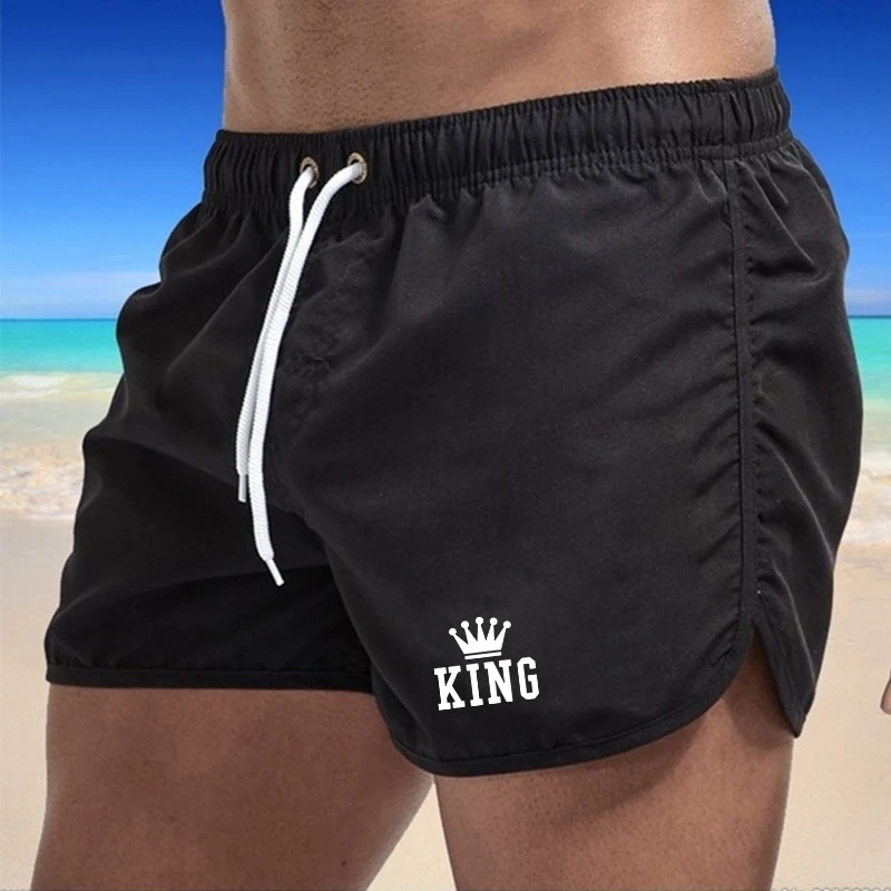 Men's Beach Shorts Surfing Swimwear Quick Dry Beachwear 2024 Breathable Swimming Trunks Pockets Summer Male Sports Clothing