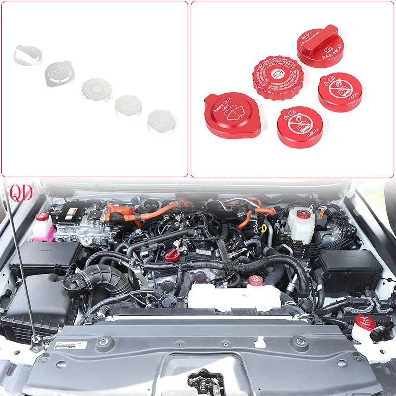 

Красный алюминиевый сплав для Toyota Land Cruiser Prado 250 LC250 2024-2025 + наклейка на крышку масляной жидкости для двигателя автомобиля, автомобильные аксессуары