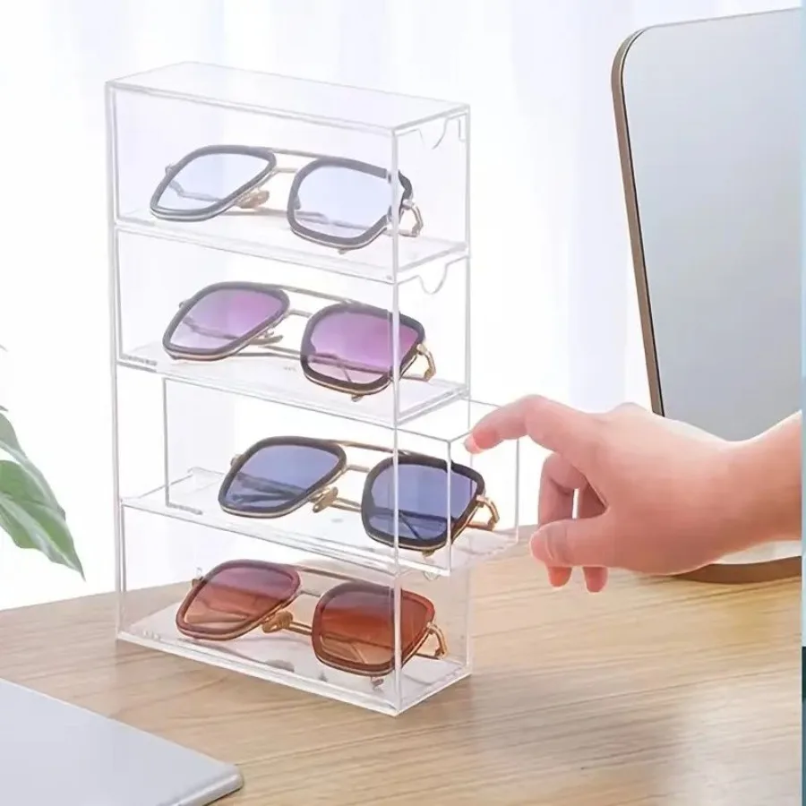 2 قطعة صندوق تخزين متعدد الوظائف من نوع Drawertype الشفاف صندوق منظم أدوات مكتبية لمستحضرات التجميل متعدد الأقسام مقاوم للغبار L #4