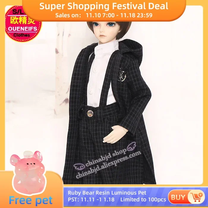 BJD Clothes 1/4 Doll Winter fashion Casual Suit A thick Suit Coat with Shirt For the Minifee Boy Body YF4-145 Doll Accessories