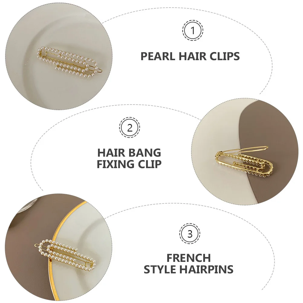 

2pcs Pearl Clips Creative Paperclip Design Synthetic Pearl Hair Fixing Clip For Women French Style Hairpins Wedding Daily