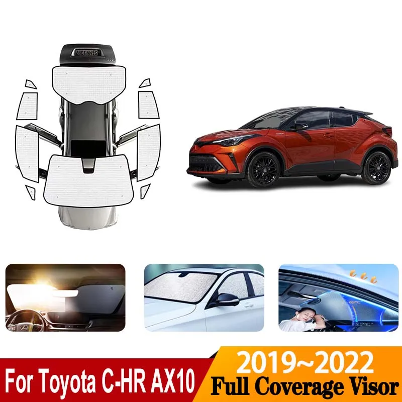 

Солнцезащитные козырьки для автомобиля Toyota C-HR AX10, аксессуары MK1 2017-2022, полная защита от ультрафиолета, солнцезащитные шторки на окна, автомобильные аксессуары