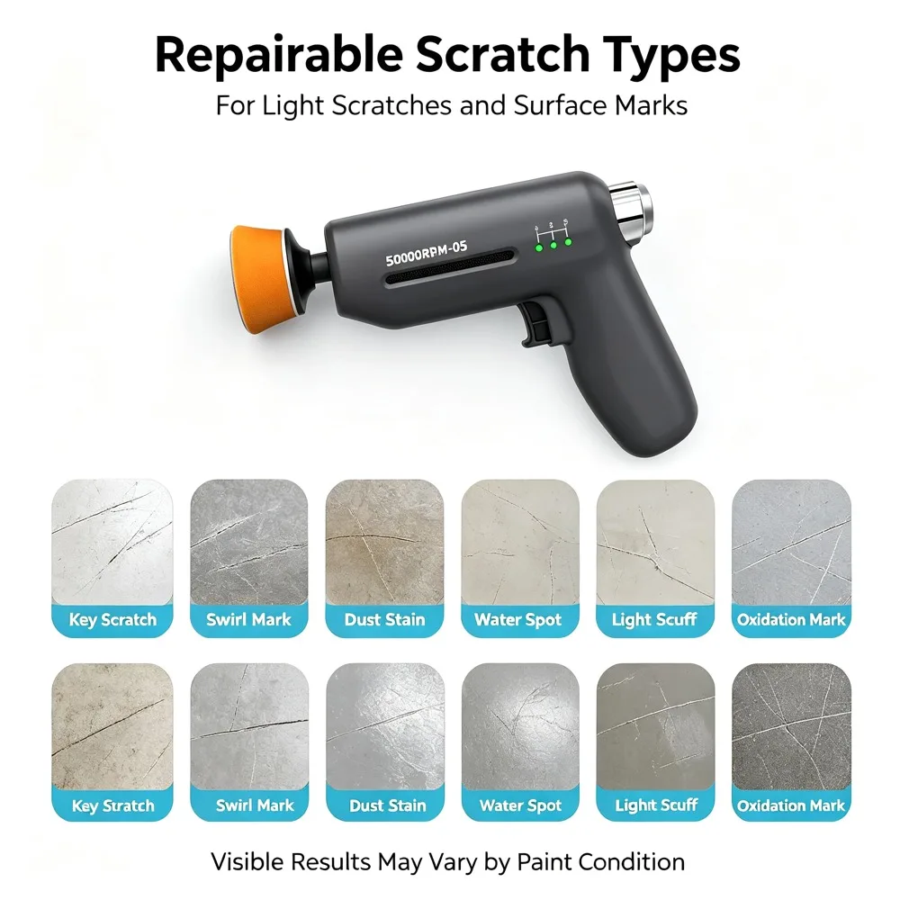 Car Scratch Repair Machine 12V Car Polisher 5000RPM High Speed Adjustable Scratch Repair Waxing Polishing Tool for Vehicle view 6