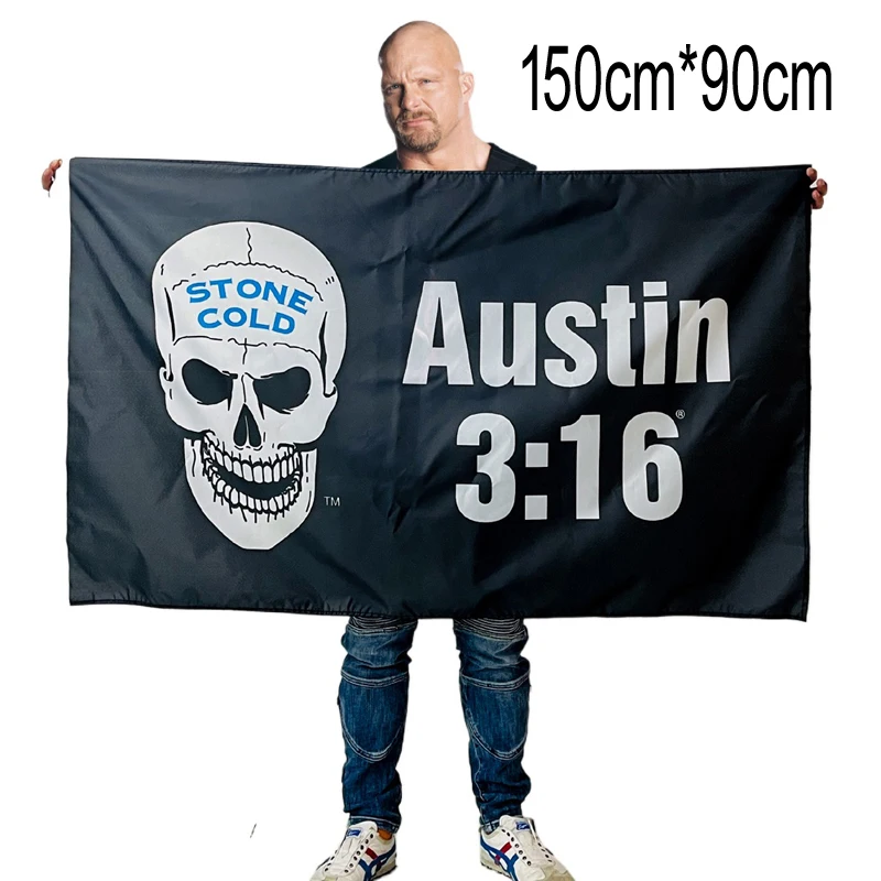 

WWE Stone Cold Steve Austin 3 16 Флаг с логотипом WWF 3x5 футов Дизайн суперзвезды 150 см x 90 см Борцовский баннер