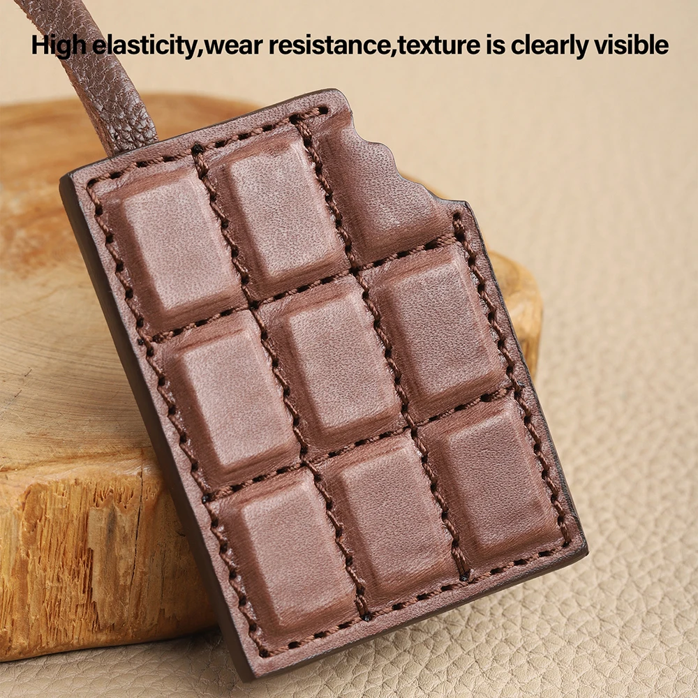 CRAZYSMITH Schokoladen-Taschenanhänger aus echtem Leder, italienisches vollnarbiges pflanzlich gegerbtes Rindsleder, luxuriöser Taschen-Charm für Handtaschen für LV, süßes Accessoire, Deko, Geschenk – Detail 8