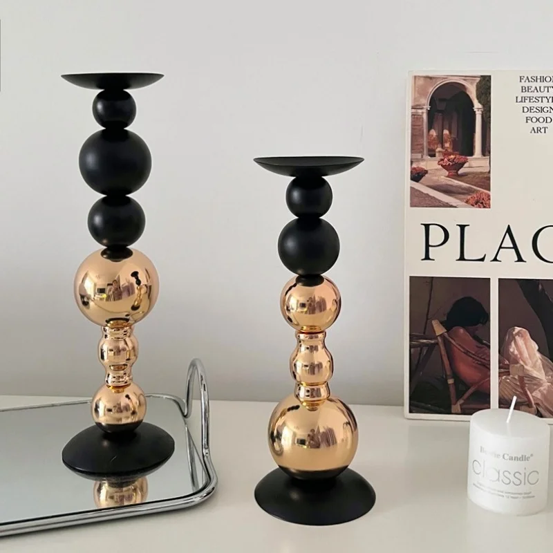 Metal Candle Holder Antique Wedding Bar Hotel Luxury Golden Candlestick Church Prayer Candlelight Desktop Home Decoration