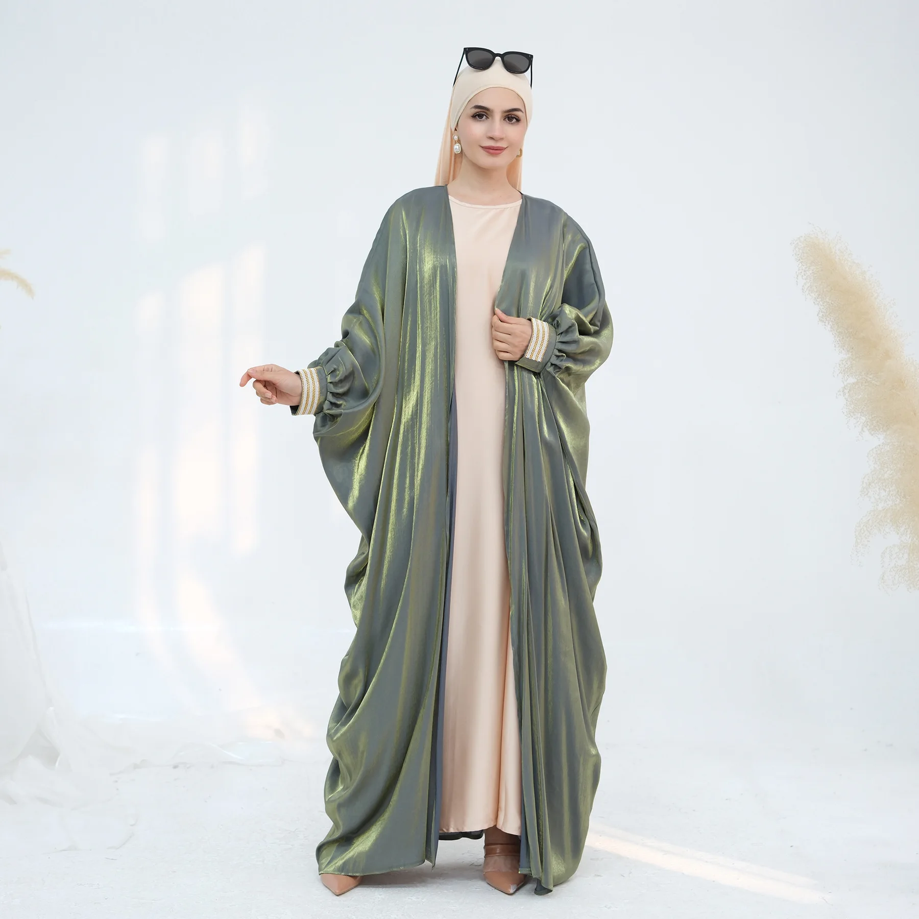 Point ouvert Ramadan mode musulmane Abaya femmes manches chauve-souris vêtements d'extérieur caftan robes islamiques dubaï Robe saoudienne Robe turque